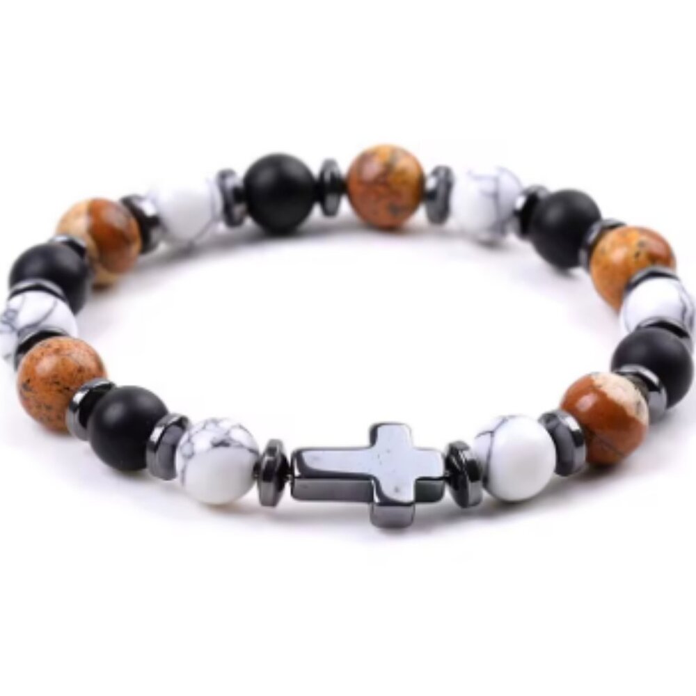 Cross Bracelet,Gemstone Bracelet,Stone Beads Cross Bracelet